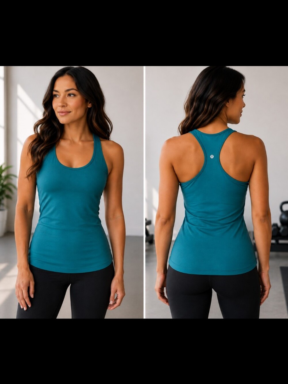 LULULEMON athletica - Size Dot 8 - Bright TEAL GREEN /Aqua Blue Racerback Tank